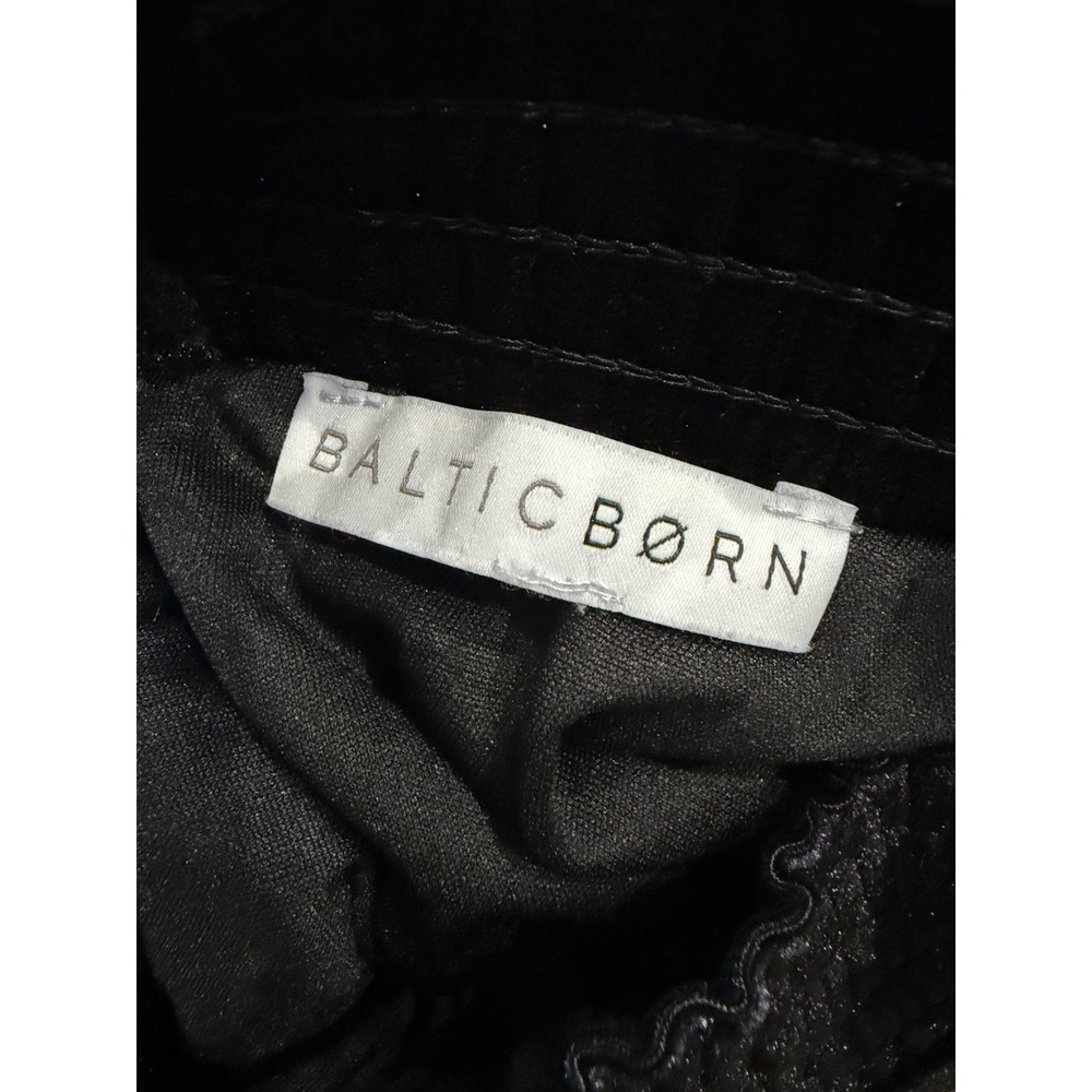 Baltic Born Black Velvet Maxi Dress Mock Neck Smocked Cuff Small Gothic Witchy - Picture 8 of 10